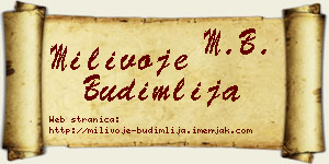 Milivoje Budimlija vizit kartica